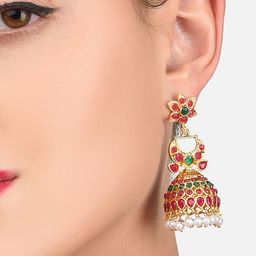 Zaveri Pearls Pink Gold-Plated Dome Shaped Jhumkas-image-33