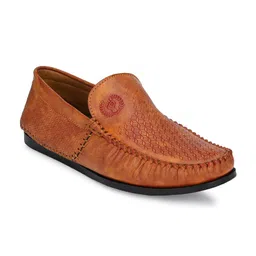 Prolific Men Tan Textured Loafers-image-50