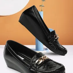 ELLE Women Textured Heeled Lightweight Loafers-image-22