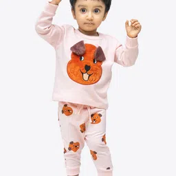 ariel Kids Applique Cotton Sweatshirt With Jogger-50