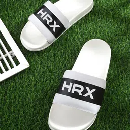 HRX by Hrithik Roshan Men White & Black Printed Sliders-picture-35