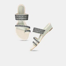AURELIA Green Printed PU Ethnic Comfort Sandals-18