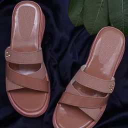 Misto Women Peach-Coloured Solid Flatforms-picture-17