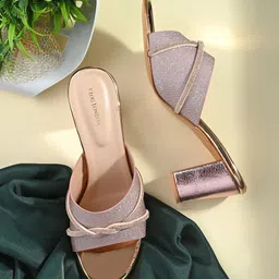 CLOG LONDON Embellished Open Toe Block Heels-38