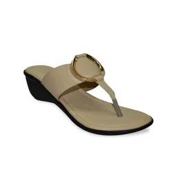 Ajanta Beige Ethnic Wedge Pumps-39