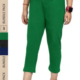IndiWeaves Girls Pack Of 3 Pure Cotton Capris-image-114