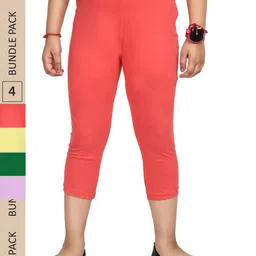 IndiWeaves Girls Pink & Green Capris-image-21