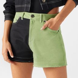 The Souled Store Green Women Mid-Rise Colourblocked Pure Cotton Shorts-image-42