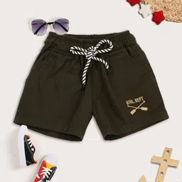 MeeMee Boys Olive Green Shorts-image-1