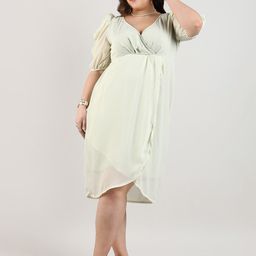 Instafab Plus Women V-Neck Wrap Dress-image-9