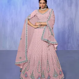 Fusionic Embroidered Sequinned Semi-Stitched Lehenga Choli With Dupatta-picture-16