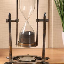 EXIM DECOR Black Sand Timer With Shipwheel Compass-image-74