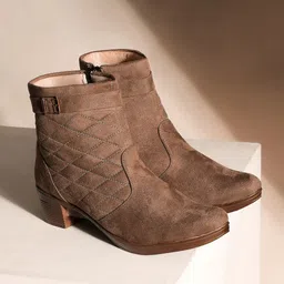 TRASE Women Beige Woven Design Heeled Boots-picture-40