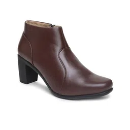 VALIOSAA Brown Block Heeled Boots-picture-36