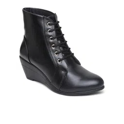 VALIOSAA Woman Black High-Top Wedge Heeled Boots-picture-29