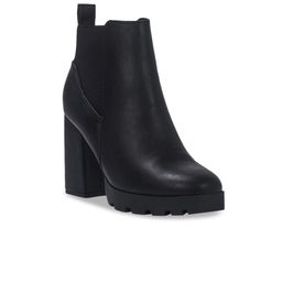 London Rag Women Black Leather High-Top Block Heeled Chelsea Boots-picture-51