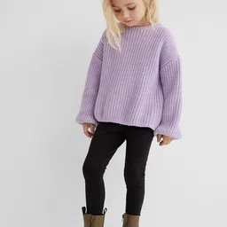 H&M Girls Black Solid Brushed-Inside Leggings-image-45