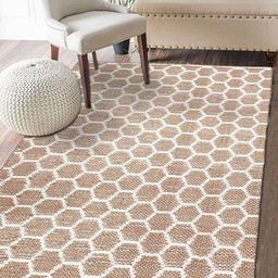 HABERE INDIA Beige & White Woven-Design Jute Hand Woven Carpets-32