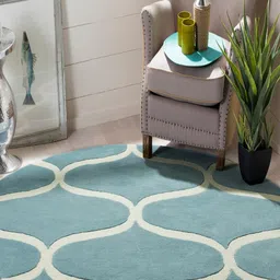 Safiya Carpet Blue Ethnic Motifs Hand-Tufted Woollen Carpets-image-50