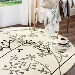 Safiya Carpet Grey Ethnic Motifs Hand-Tufted Woollen Carpets-image-17