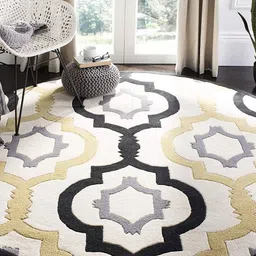 Safiya Carpet Grey Ethnic Motifs Hand-Tufted Woollen Carpets-image-42