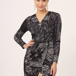 Beatnik V-Neck Floral Print Mini Dress-22
