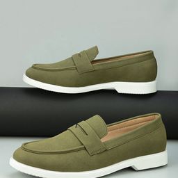 Mast & Harbour Men Olive Green Penny Loafers-image-22