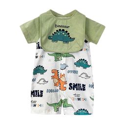 StyleCast Infant Boys Green Printed Cotton Rompers-image-18