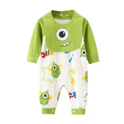StyleCast Infant Boys Green Conversational Printed Cotton Rompers-44