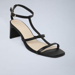 W Women Black PU Kitten Sandals-image-47
