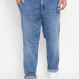 Instafab Plus Men Plus Size Relaxed Fit Low Distress Heavy Fade Cotton Jeans-picture-42