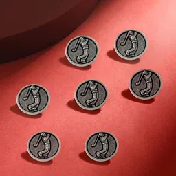COSA NOSTRAA Set Of 7 Circular Daring Deer Textured Buttons-44