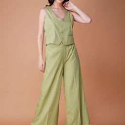 YELLOW PARROT V-Neck Sleeveless Top & Trouser Co-Ords-image-91