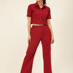 JAVINISHKA Cotton-Linen Crop Shirt With Trousers-picture-28