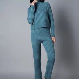 High Star Self Design High Neck Acrylic Sweater With Trousers-41