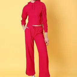 Freehand by The Indian Garage Co Pink Striped Hooded Sweatshirt With Trousers-picture-27