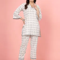Clora Creation Ikat Printed Cotton Tunic With Trouser Co-Ords-0