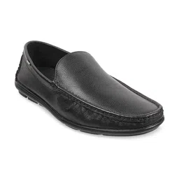 WALKWAY by Metro Men Black Leather Slip-On Loafers-image-7