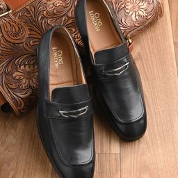 CLOG LONDON Men Square Toe Leather Penny Loafers-image-6