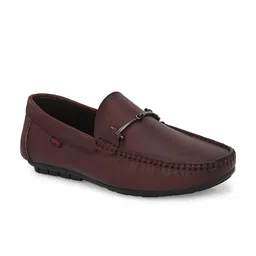 Egoss Men Textured Round Toe Comfort Insole Leather Horsebit Loafers-picture-13