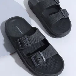 Carlton London Men Grey Rubber Sliders image 1