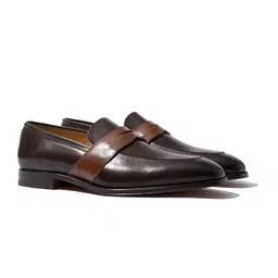 Rapawalk Brown & Tan Handcrafted Standard Width Leather Slipons-image-71
