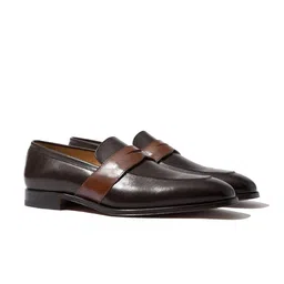 Rapawalk Brown & Tan Handcrafted Standard Width Leather Slipons-image-69