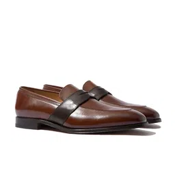 Rapawalk Tan & Brown Handcrafted Standard Width Leather Slipons-image-68