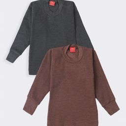 Lux Cottswool Boys Pack of 2 Black & Brown Solid Knitted Cotton Thermal Tops-27