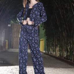 Sera Floral Printed Top With Trousers-image-87