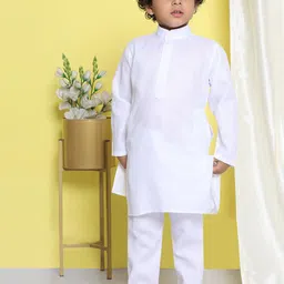 Aj DEZInES Boys Mandarin Collar Pure Cotton Straight Kurta with Pyjamas-27