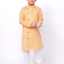 NAMASKAR Boys Angrakha Pure Cotton Kurta with Churidar-picture-10