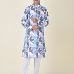TABARD Boys Multicoloured Printed Angrakha Pure Cotton Kurta with Pyjamas-53