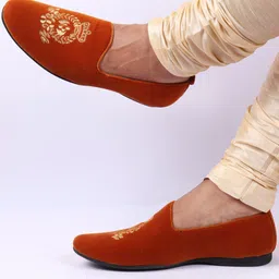 FAUSTO Men Embroidery Round Toe Lightweight Velvet Loafers-23